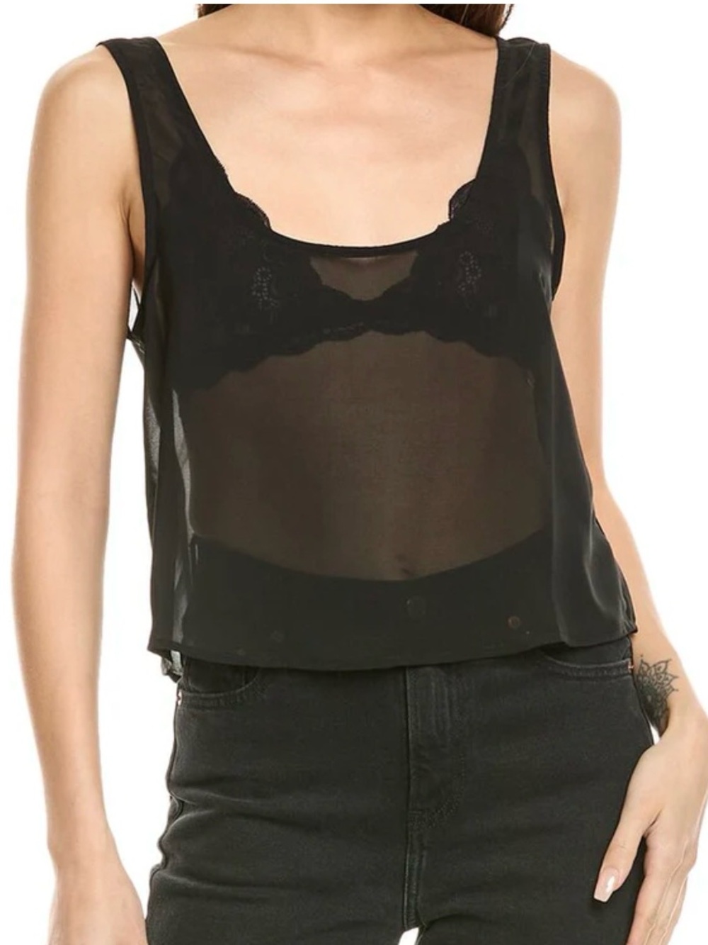 WEWOREWHAT SQUARE NECK CHIFFON TANK
